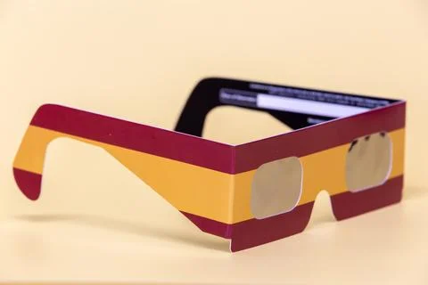 Cardboard solar eclipse viewing glasses protecting eyes Stock Photos