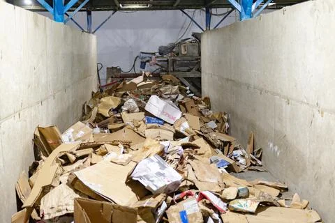 Cardboard in the sorting center Stock Photos