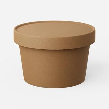 Cardboard soup container on a plain background. 3d render. Stock Illustration