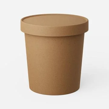 Cardboard soup container on a plain background. 3d render. Stock Illustration