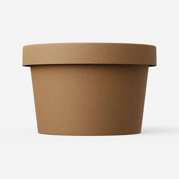 Cardboard soup container on a plain background. 3d render. Stock Illustration