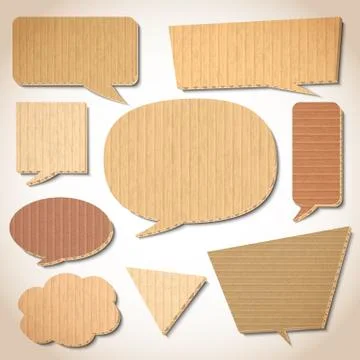 Cardboard speech bubbles set Stock Illustration