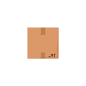 Cardboard storage postal box container, flat vector illustration isolated. Stock Illustration