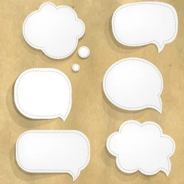 Cardboard structure with white paper speech bubbles Stock Illustration