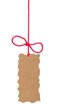Cardboard tag with bow Stock Photos