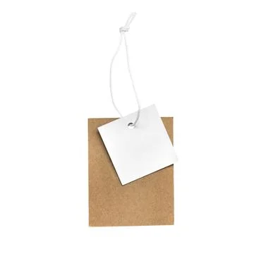 Cardboard tags or label with threads on a white background. Clip art Stock Photos
