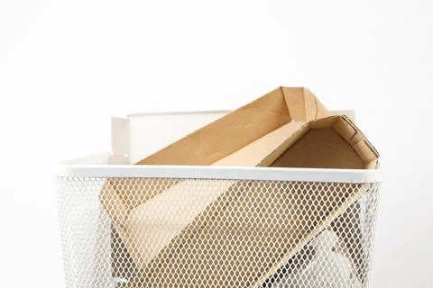 Cardboard trash garbage can. sorting trash. paper and cardboard recycling. Foto stock