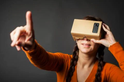 Cardboard virtual reality Stock-Fotos