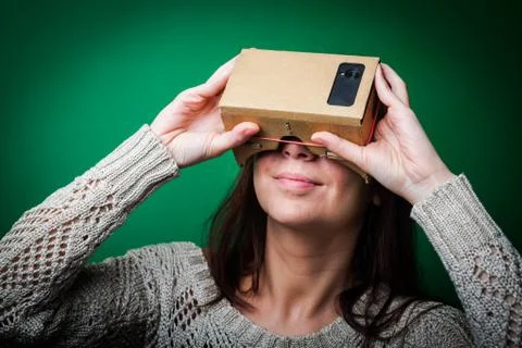 Cardboard virtual reality Stock-Fotos