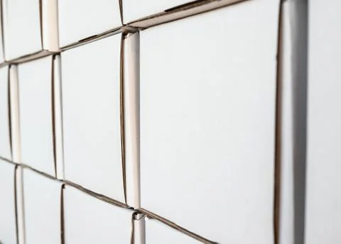 Cardboard white boxes in row. 写真素材