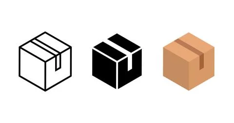 Cardbox delivery parcel icon. Shipping brown cardboard template vector package Stock Illustration