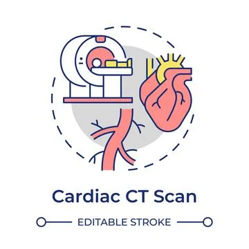 Cardiac ct scan flat linear concept icon Stock Illustration