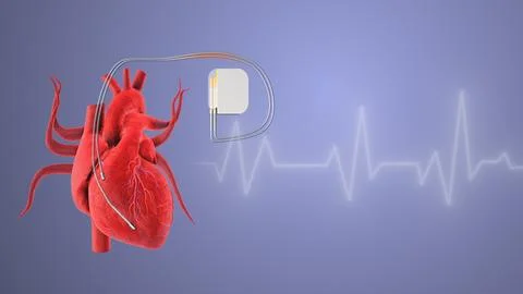 Cardiac pacemaker heartbeat wave linesrt Stock Illustration