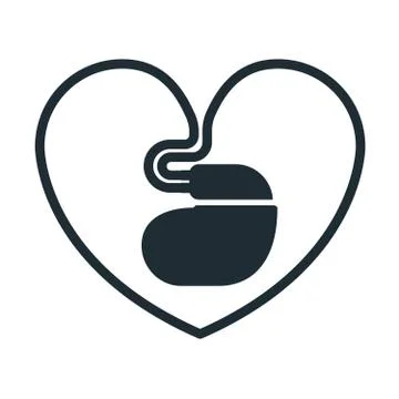 Cardiac pacemaker icon with  heart-shaped cord Stock Illustration