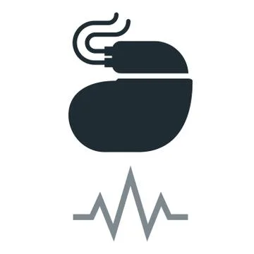 Cardiac pacemaker simple icon with pulse tracing line Stock Illustration
