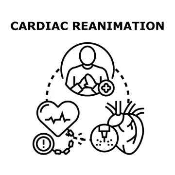 Cardiac reanimation process saving heart life concept Stock Illustration