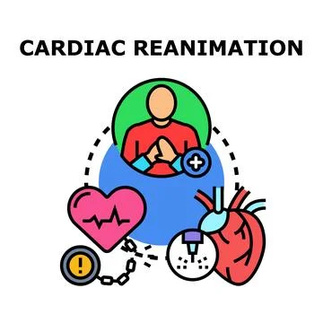 Cardiac reanimation process saving heart life concept Stock Illustration