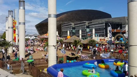 Cardiff Bay Beach Fair 2017 Stock Footage 80252508