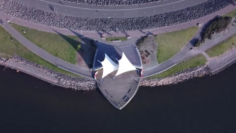 Cardiff Bay Top Down of path 스톡 동영상 245759014