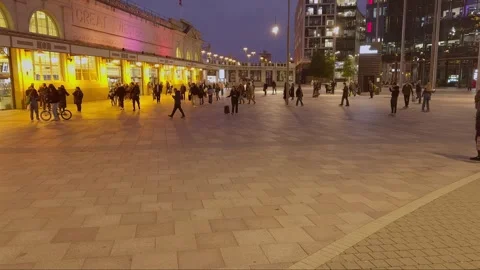 Cardiff Central Train Station and Central Square Stock Footage 308929609