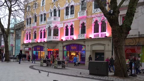 Cardiff's Kingdom of Sweets Shop in Queens Arcade, Wales, UK Stock Footage 270175396