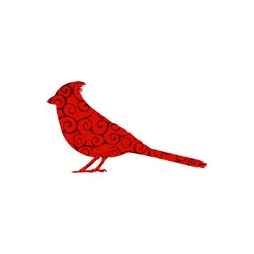 Cardinal bird spiral pattern color silhouette animal. Illustrazione stock