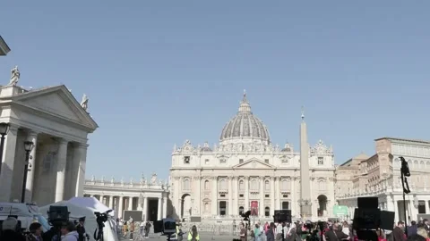 Cardinals arrive at first congregation to set date for Pope Francis' funeral, VA Video stock 307289013