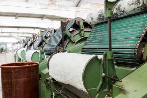 Carding machine for textile mill 스톡 사진