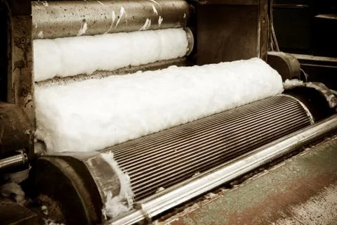 Carding machine for textile mill Stock Photos