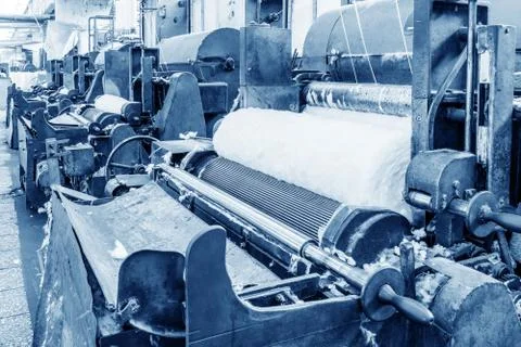 Carding machine for textile mill Foto stock