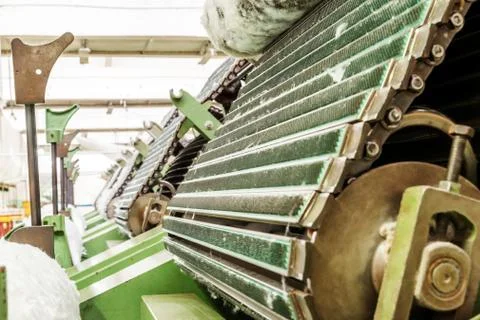 Carding machine for textile mill Foto stock