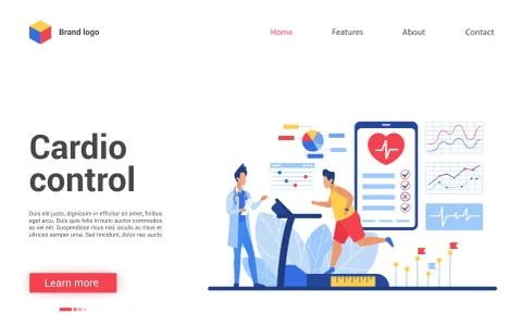 Cardio control vector illustration, cartoon patient character training Stock Illustration