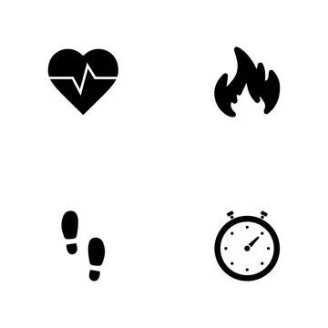 Cardio - a set of black four solid icons isolated on a white background イラスト素材