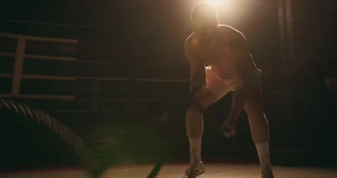 Cardio training of a boxer with ropes. Video stock 275276455