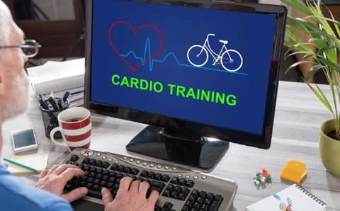 Cardio training concept on a computer Stock Photos
