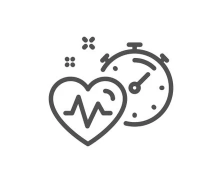 Cardio training timer line icon. Fat burning time sign. Vector Illustrazione stock