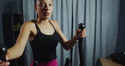 Cardio, workout and exercise at home. Stock Footage 317106868