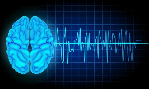 Cardiogram and the digital brain circuit - technology concept board 库存插图