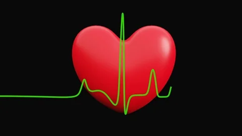 Cardiogram and heart attack sign on red heart mark background, Digital Art, CG, Video stock 112945236