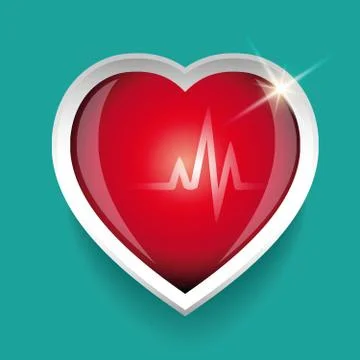 Cardiogram and red heart vector Stock Illustration