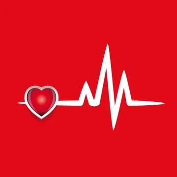 Cardiogram and red heart vector Stock Illustration
