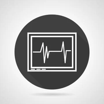 Cardiogram black round vector icon Stock Illustration