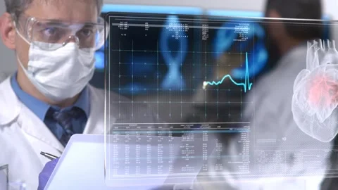 Cardiogram In A Futuristic Screen Stock Footage 200738320