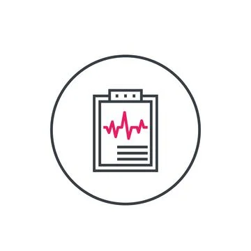 Cardiogram, heart diagnosis vector linear icon Stock Illustration