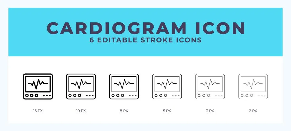 Cardiogram icon set with different stroke. Design elements for logo. Vector.. Illustrazione stock