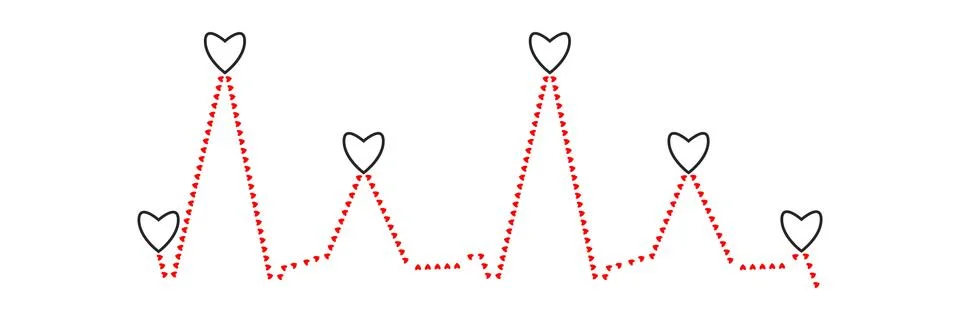 Cardiogram line consisting of red small hearts Stock Illustration