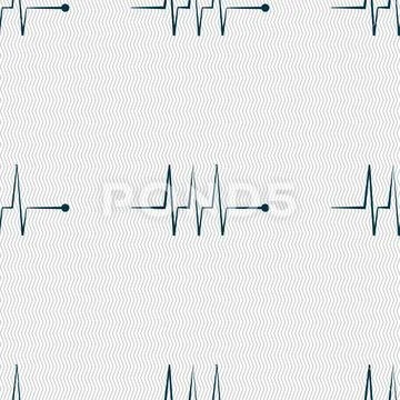 Cardiogram monitoring sign icon. Heart beats symbol. Seamless abstract backgroun Stock Illustration