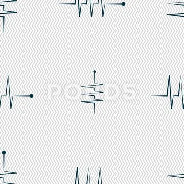 Cardiogram monitoring sign icon. Heart beats symbol. Seamless abstract backgroun Stock Illustration