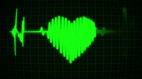 The cardiogram in the shape of a green heart, loop Stock Footage 56060825