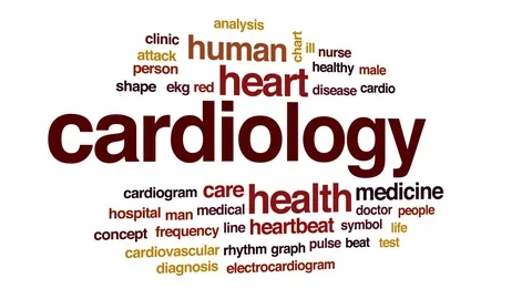 Cardiology animated word cloud, text design animation. Stock Footage